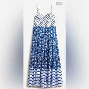 NWOT J.Crew size 2 button front maxi dress in mixed block prints